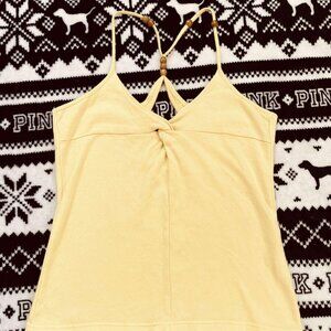 Vintage Gyaru Heisei Era Pastel Yellow Beaded Strap Gyaru Tank Top